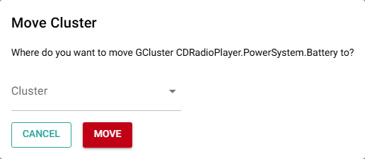 The move cluster dialog.